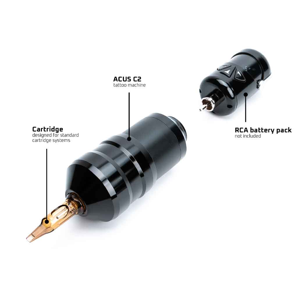 ACUS C2 Professional Tattoo Machine Gun - Rotary Tattoo Pen for Artists with Quiet Motor & Precise Needle Control - Perfect for Lining, Shading & Coloring Tattoos