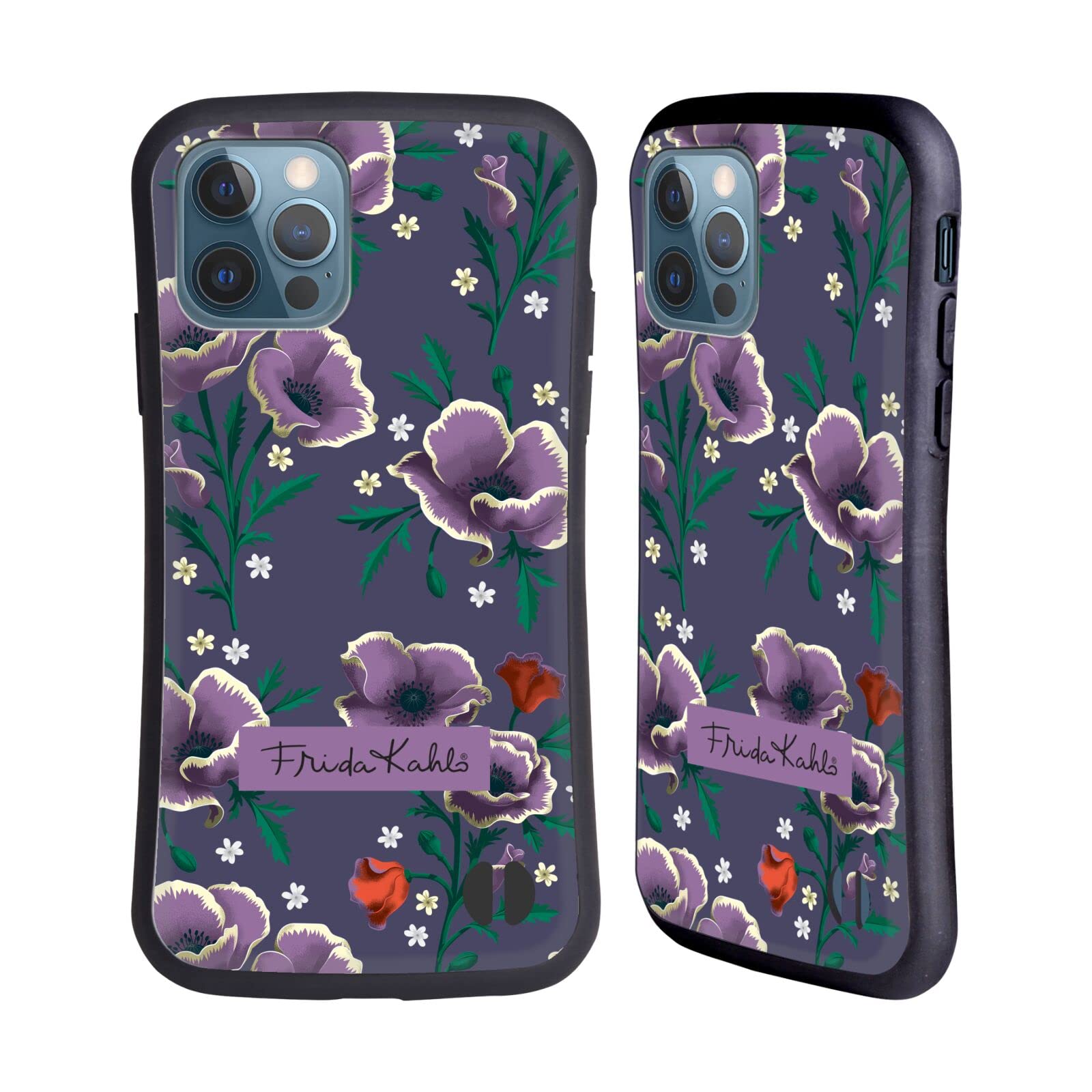 Frida Kahlo Purple Flowers iPhone 12 Case - Officially Licensed Hybrid Cover for iPhone 12/12 Pro | Durable Protection with Artistic Design | Perfect for Art Lovers & Fashion Accessories