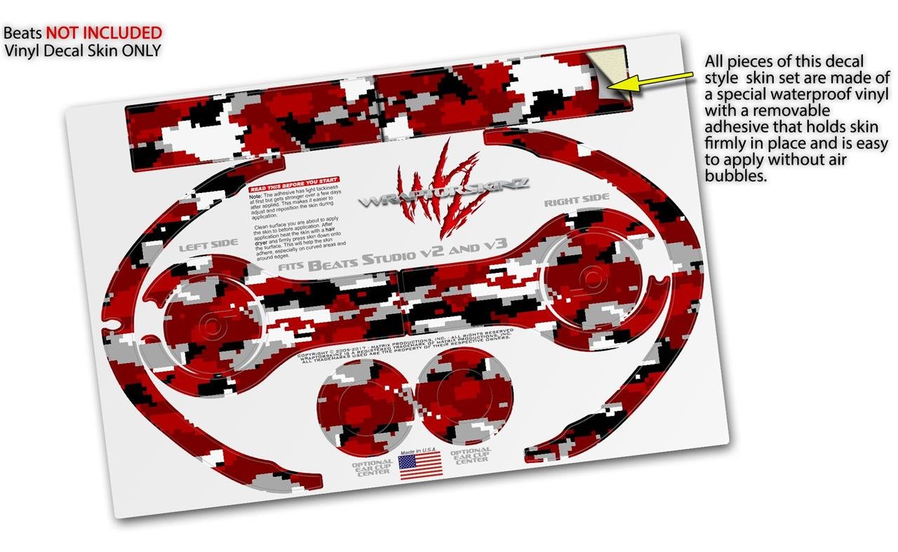 Beats Studio 2 & 3 Headphone Skin Wrap - Digital Camo Red Vinyl Decal Sticker for Wired & Wireless Headphones (Headphones Not Included) | Perfect for Customization, Protection & Style Enhancement