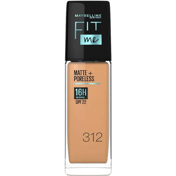 Maybelline New York Fit Me Matte + Poreless Liquid Foundation - 312 Golden - Oil-Free Makeup for Oily Skin, Full Coverage Foundation for Flawless Look - Perfect for Everyday Wear & Special Occasions