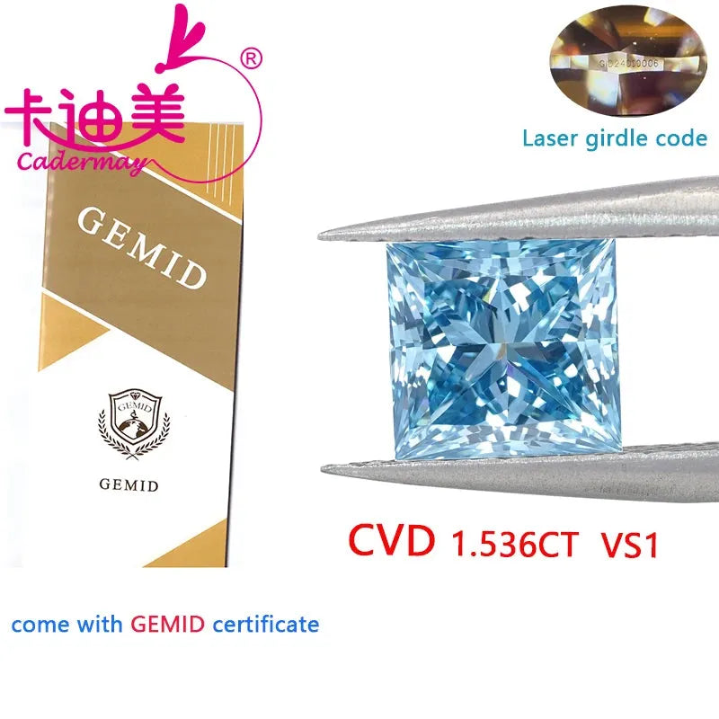 Premium VS1 Clarity CVD Lab Grown Loose Diamond - Fancy Blue Square Cut Gemstone for Fine Jewelry Making & Wedding Rings | Engagement, Anniversary & Bridal Jewelry Design
