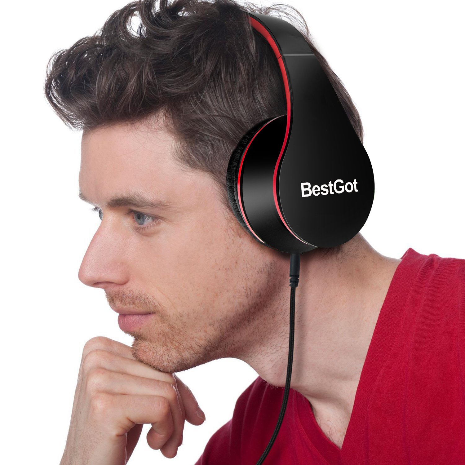 BG6002 Kids Headphones with Microphone - Volume Limited Safe Headset for Children, Foldable Design with 3.5mm Plug & Removable Cord (Black/Green) - Perfect for School, Travel, and Online Learning