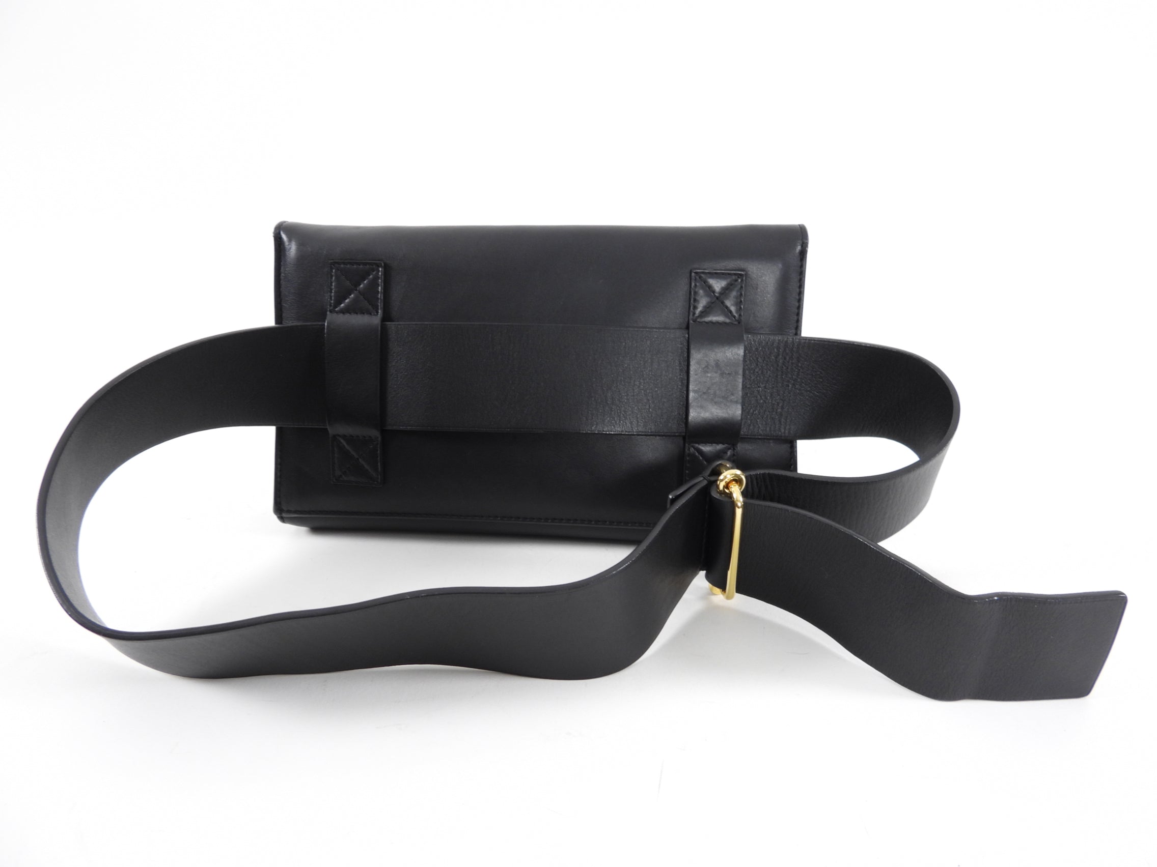 Celine Black Leather Waist Fanny Pack - Stylish Hands-Free Crossbody Bag for Travel, Shopping & Outdoor Activities