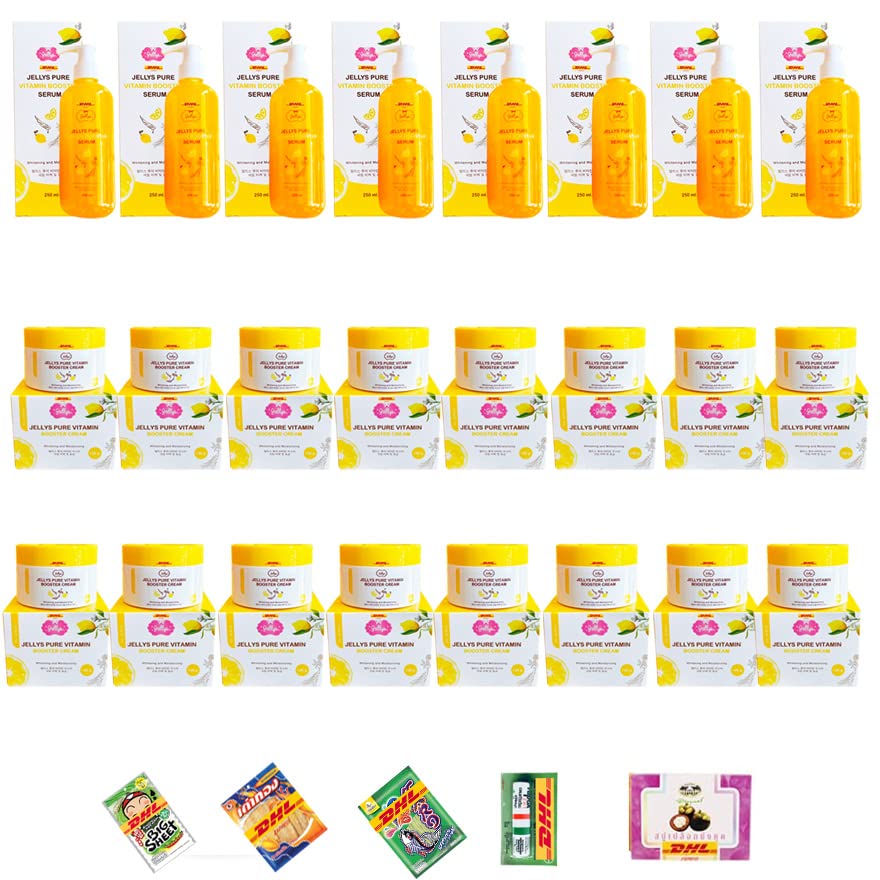 Jellys Pure Vitamin Booster Cream & Serum Set (2 x 100ml) - DHL Express Shipping | Anti-Aging Skincare Duo for Glowing Skin | Perfect for Night Routine & Dry Skin Care