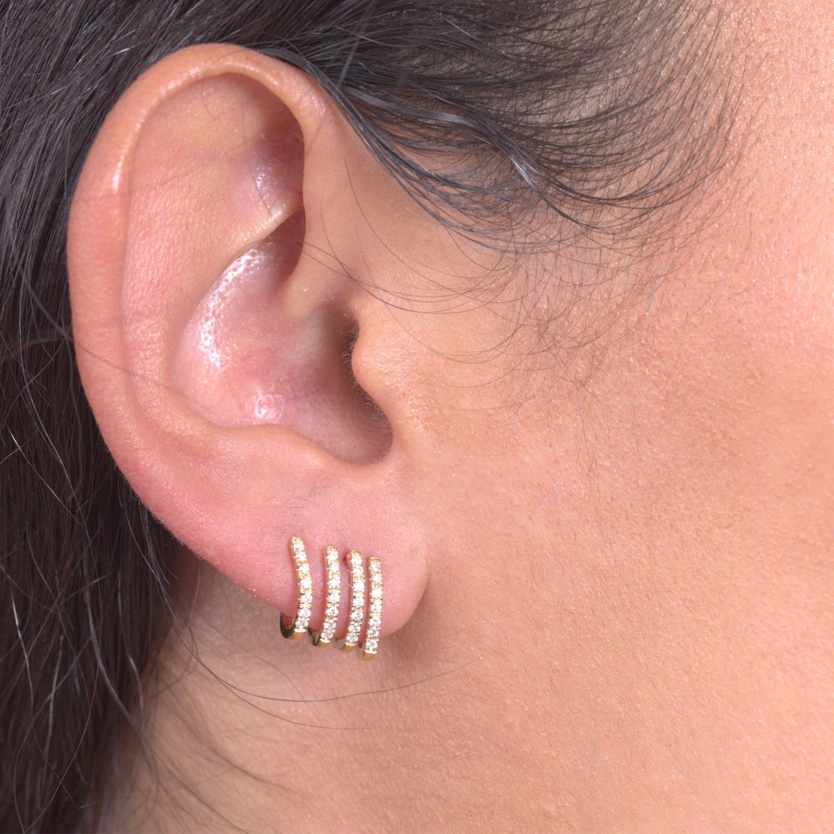 14K Yellow Gold Diamond Huggie Stud Earrings for Women - Perfect for Everyday Wear, Parties & Gifts