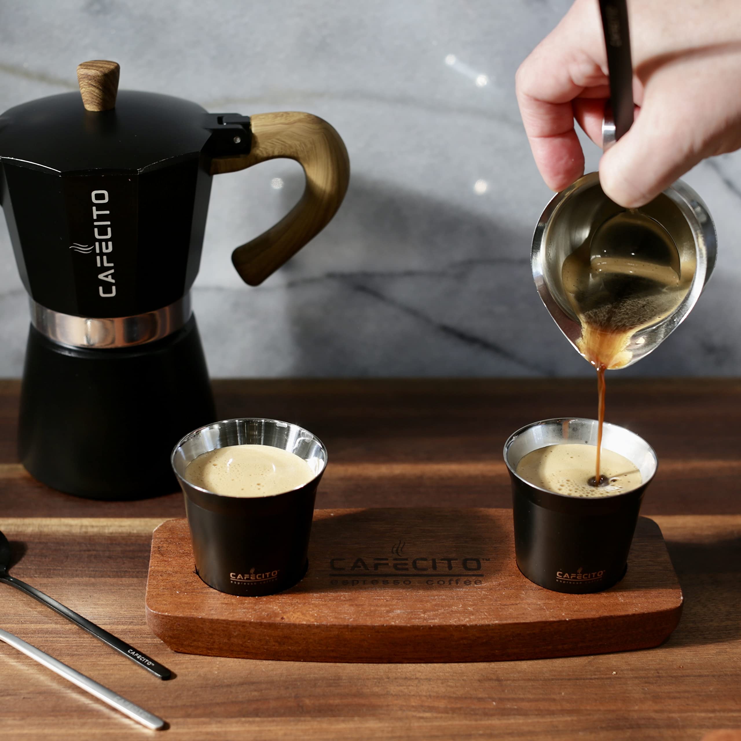 Cuban Coffee Starter Kit - 6 Cup Moka Pot Stovetop Espresso Maker with Anti-Splash Valve | Authentic Cafecito & Cafetera Cubana Set | Perfect for Home Brewing, Camping & Gifts