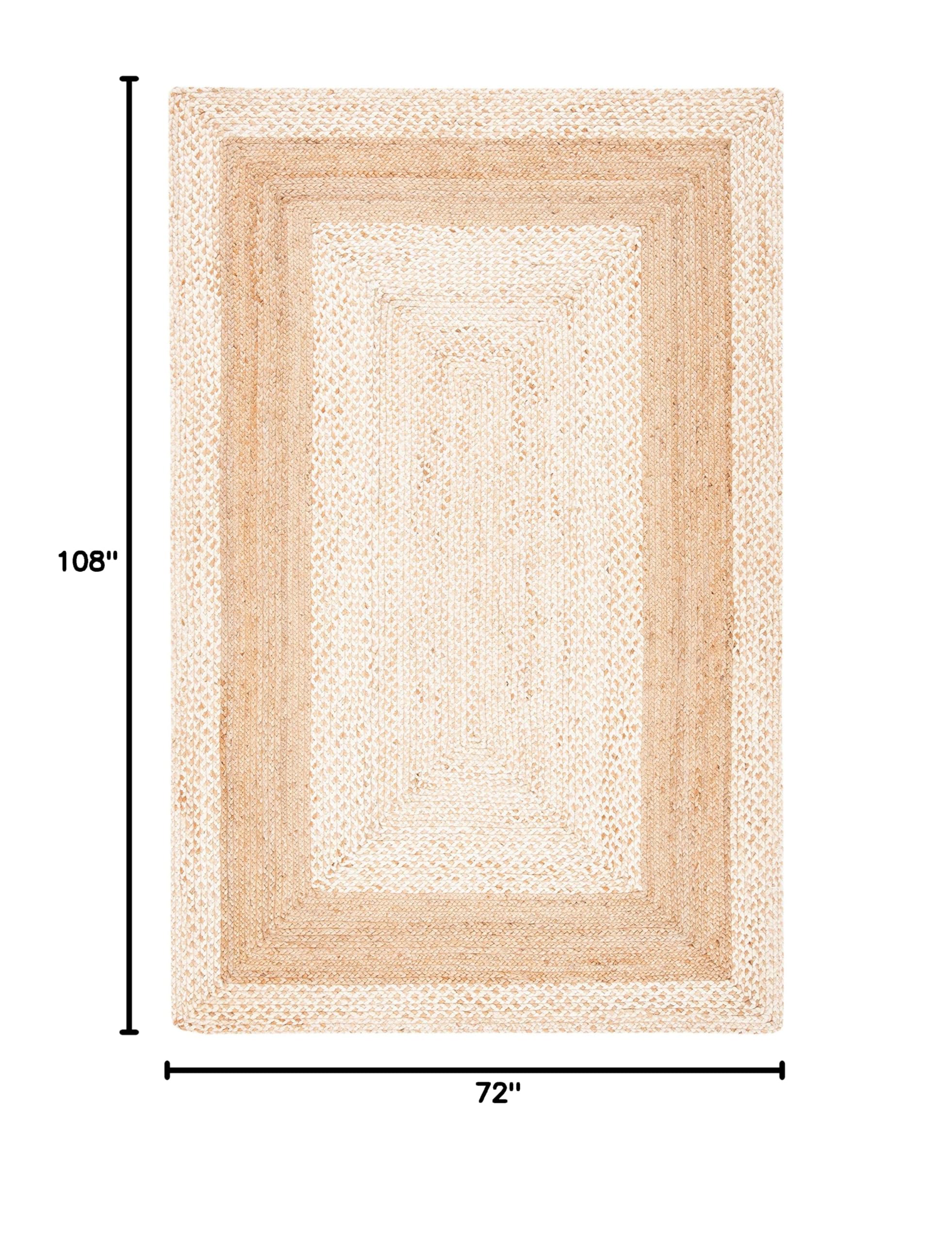 SAFAVIEH Natural Fiber Jute Area Rug 6' x 9' - Eco-Friendly Border Design for Living Room, Bedroom & High Traffic Areas | Durable Floor Covering for Home Decor (NF888A)