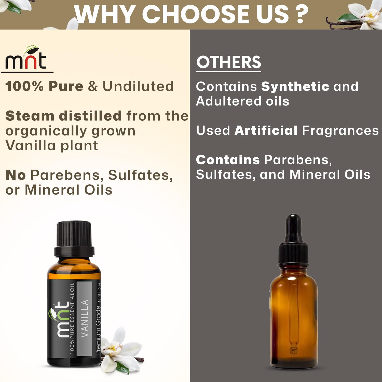 100% Pure Natural Vanilla Essential Oil - Undiluted Therapeutic Grade for Aromatherapy, Hair Care & Skin Care (15ml) | Perfect for Diffusers, Massage & DIY Beauty Products