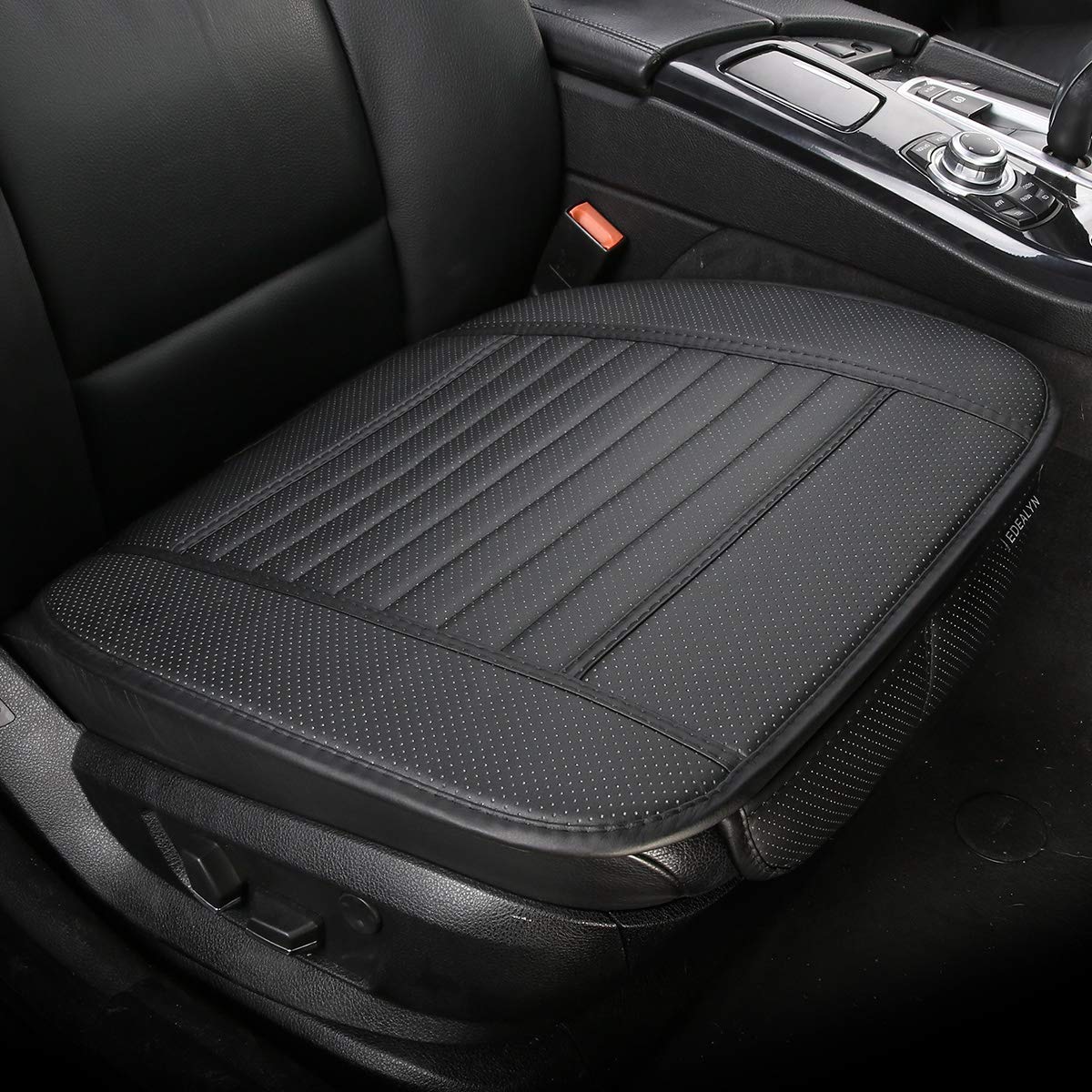 EEDEALYN Premium PU Leather Car Seat Cover - 4 Season Universal Fit Auto Interior Accessory for Comfort & Style (Black) - Perfect for Daily Commute & Road Trips