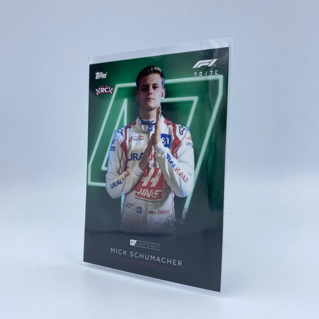 75 Mick Schumacher Racing Driver Green Parallel Card - Perfect for F1 Collectors, Sports Memorabilia Enthusiasts & Gift Giving
