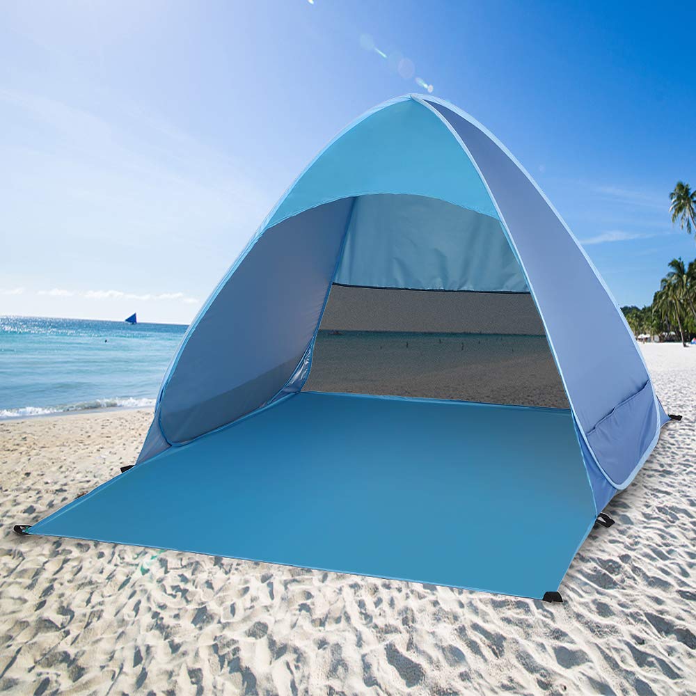 Automatic Pop Up Beach Tent - Instant Setup, Lightweight & Portable with UPF 50+ UV Protection for Camping, Fishing, Picnics | Perfect Sun Shelter for Beach, Backyard & Outdoor Adventures