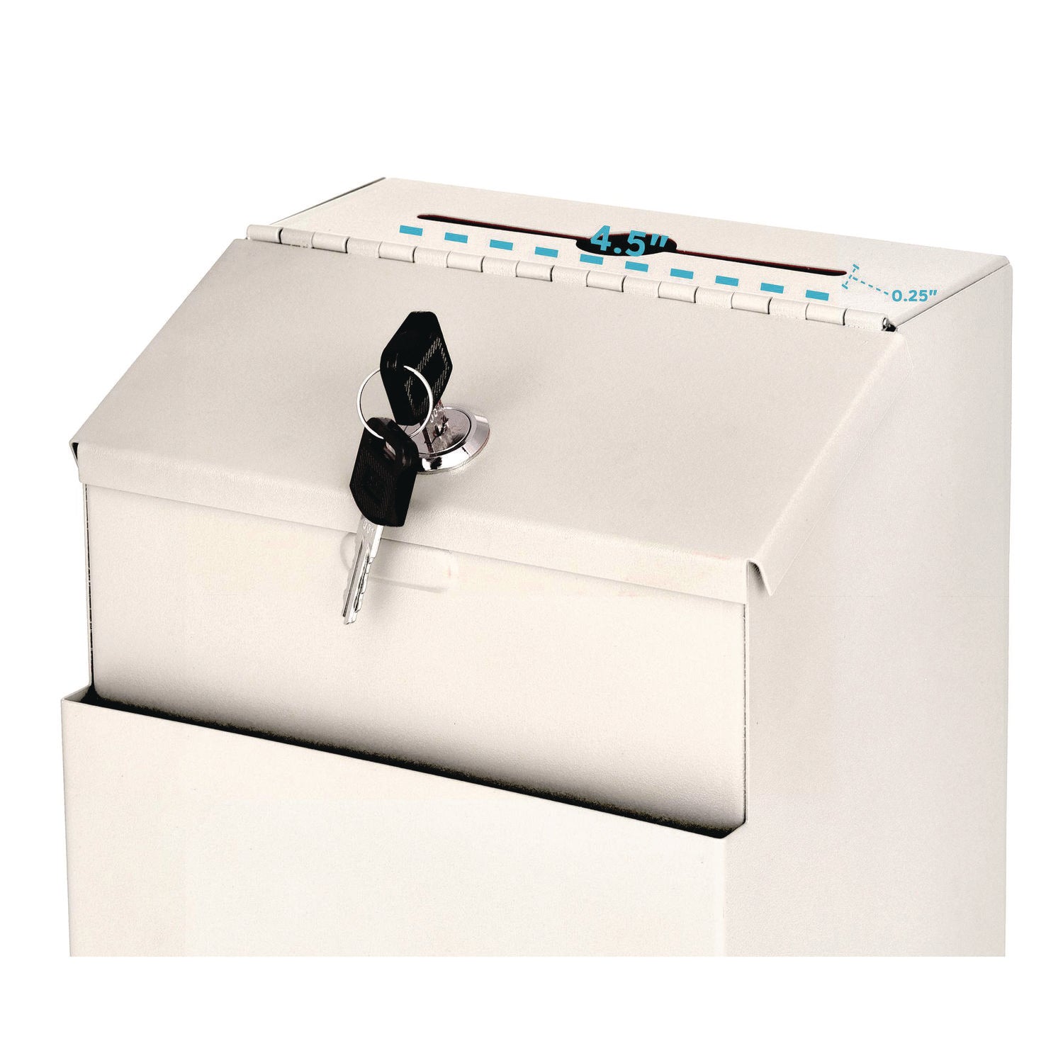 AdirOffice Wall Mountable Steel Suggestion Secure Drop Box with Key - 7 x 6 x 8.5 Inches, Stainless Steel 304, White - Perfect for Offices, Schools, and Secure Document Collection