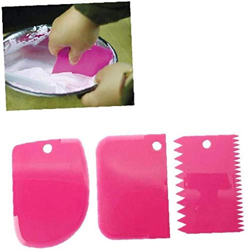 Noble Foods 3-Piece Cake Spatula Set - Plastic Dough Knife, Sugar Icing & Fondant Scraper - DIY Cake Decorating Tools for Baking, Pastry Making & Cake Styling