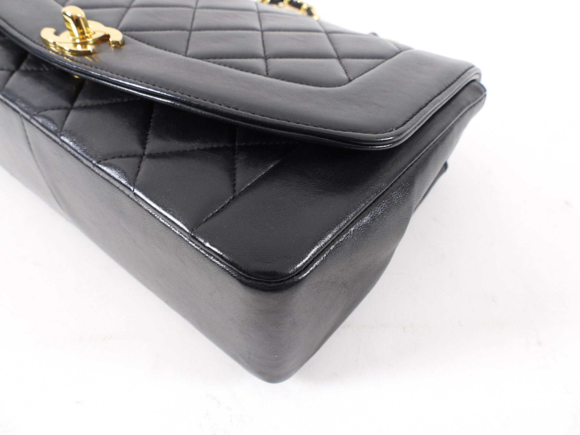 Vintage Chanel Black Lambskin Quilted Diana Medium Flap Bag 2000-2002 Collection | Luxury Designer Handbag for Women | Perfect for Evening Events, Parties & Special Occasions