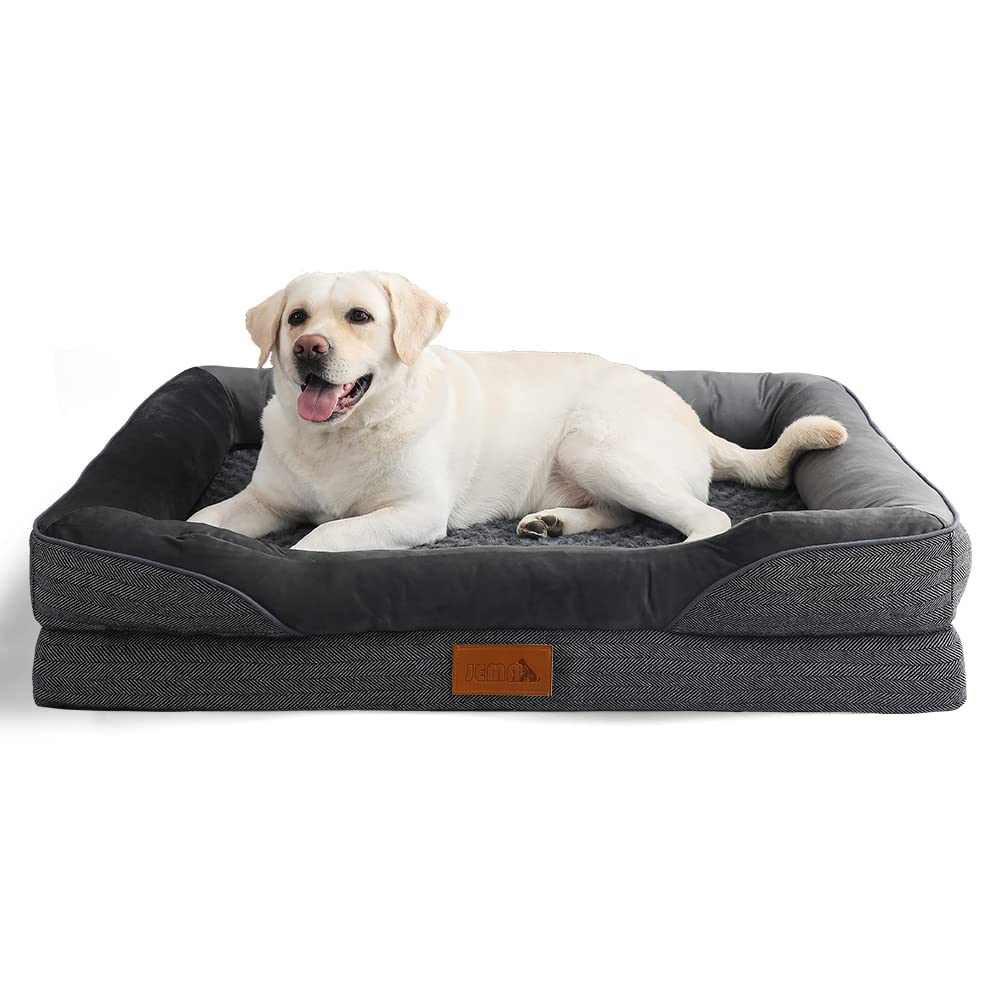 JEMA Orthopedic Dog Bed for Medium & Large Dogs - Egg Crate Foam Support, Removable Washable Cover - Perfect for Crates, Living Rooms & Bedrooms (Pet Bed Mattress Chaise Sofa)