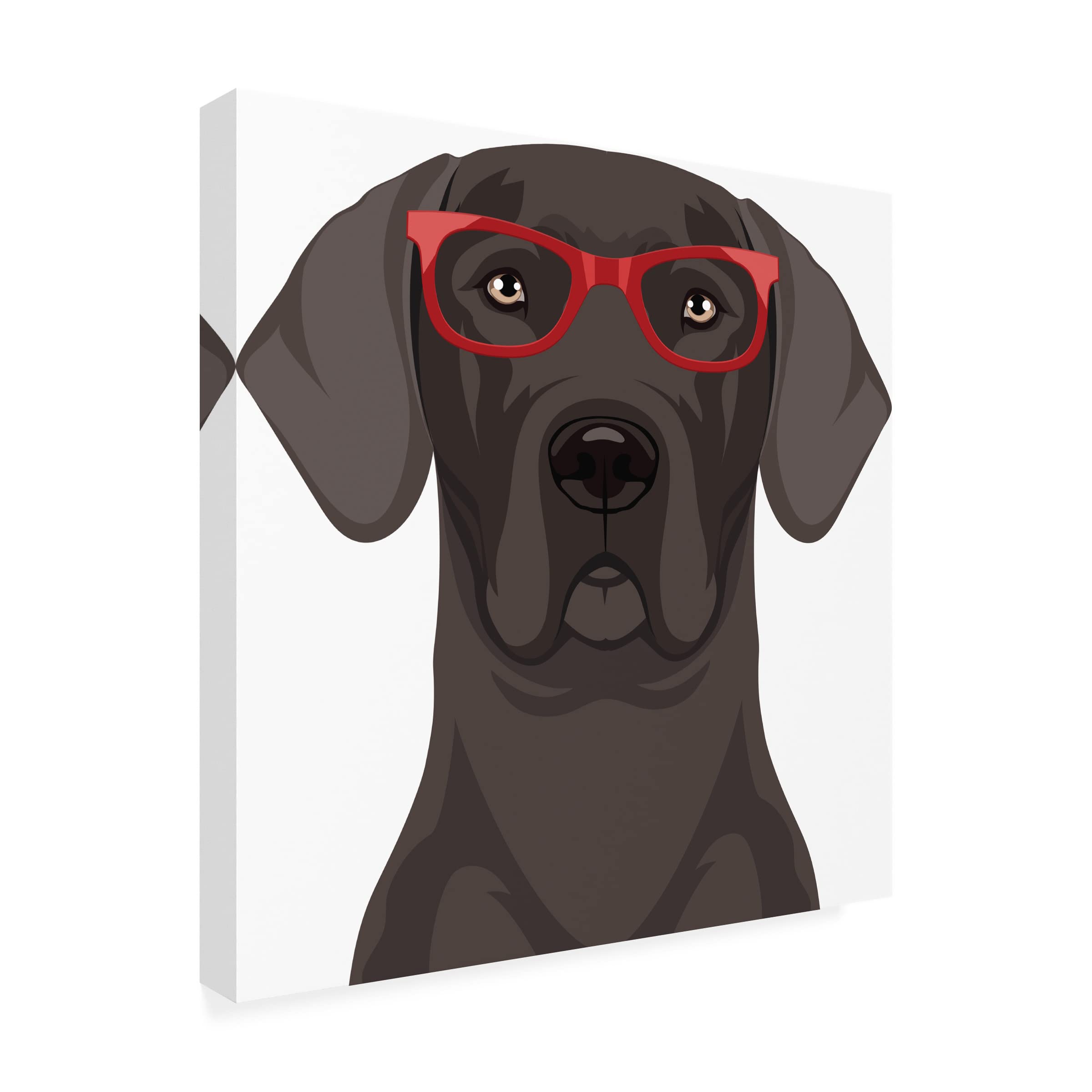 Trademark Fine Art 'Great Dane Wearing Hipster Glasses' Canvas Wall Art Print - Modern Pet Portrait Decor for Living Room, Bedroom & Office