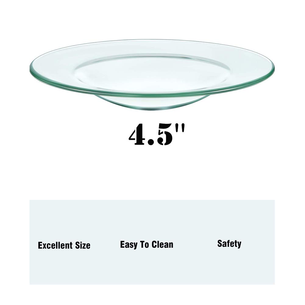 Premium Round Glass Wax Warmer Dish - 2Pcs Replacement Wax Melter Tray for Electric Aroma Therapy Lamps & Tart Warmers - Ideal for Home Spa, Relaxation, and Scented Wax Melting