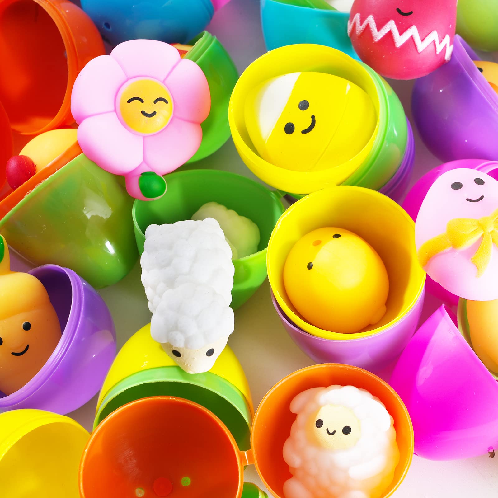Easter Prefilled Eggs with Mochi Squishy Toys - Cute Stress Relief Sensory Toys for Kids, Easter Egg Hunt Prizes, Party Favors & Classroom Rewards (Classic) - Perfect for Easter Celebrations, Birthday Parties & Sensory Play