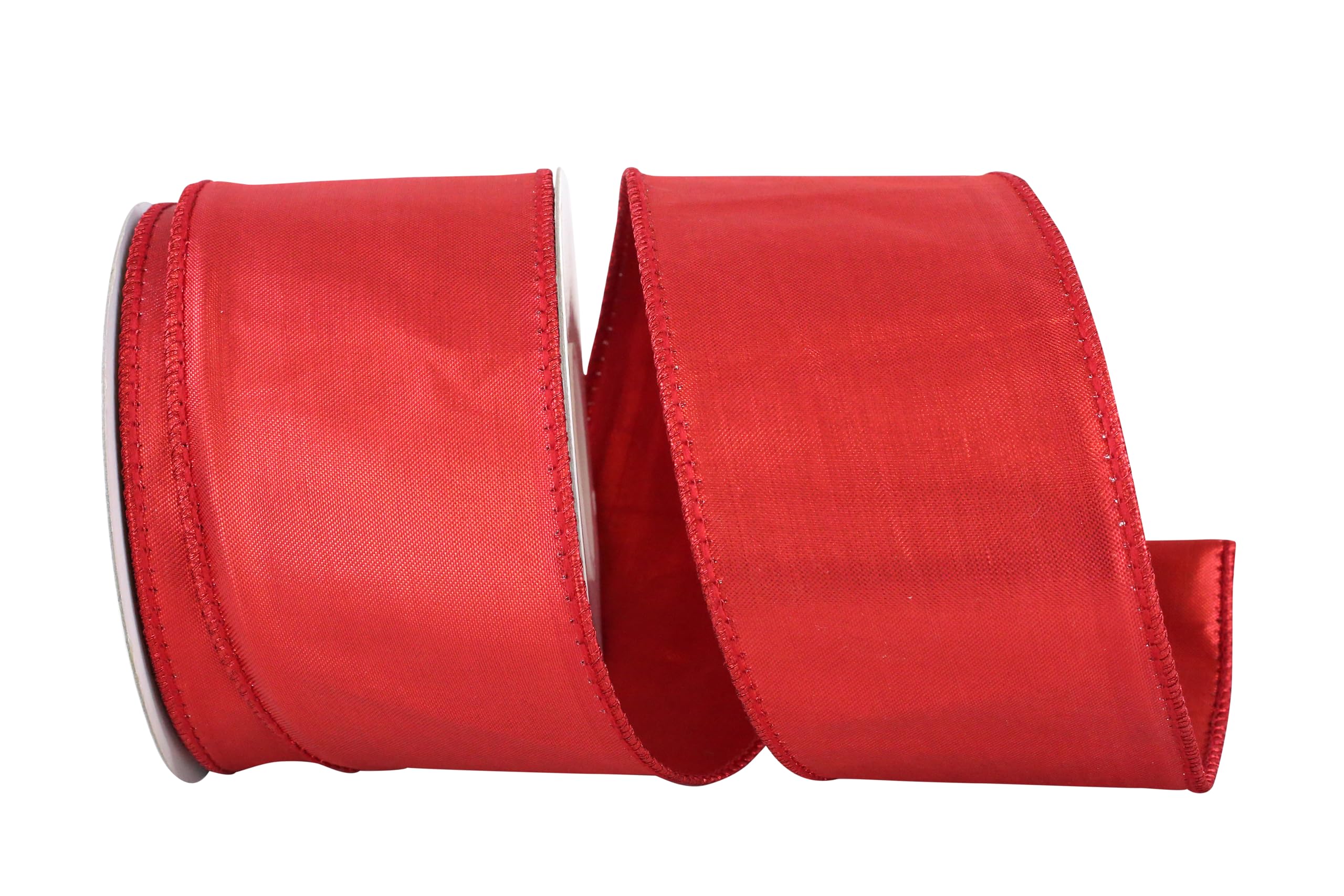 Reliant Ribbon Lame Luxury Wired Edge Ribbon - 2.5 Inch x 10 Yards, Red - Perfect for Gift Wrapping, Holiday Decorations, DIY Crafts and Party Supplies