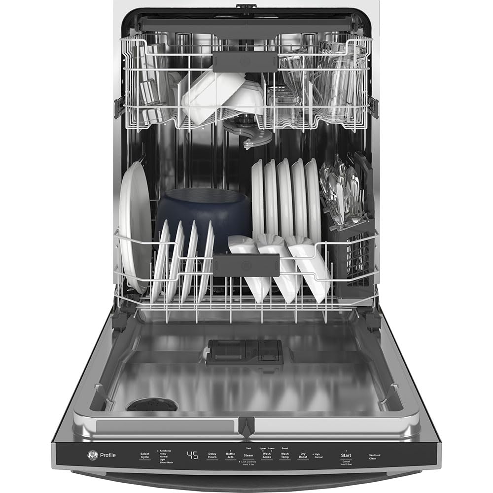 GE Profile 24 Inch Stainless Steel Built-In Dishwasher - Energy Efficient, Ultra Quiet Kitchen Appliance for Modern Homes & Small Spaces