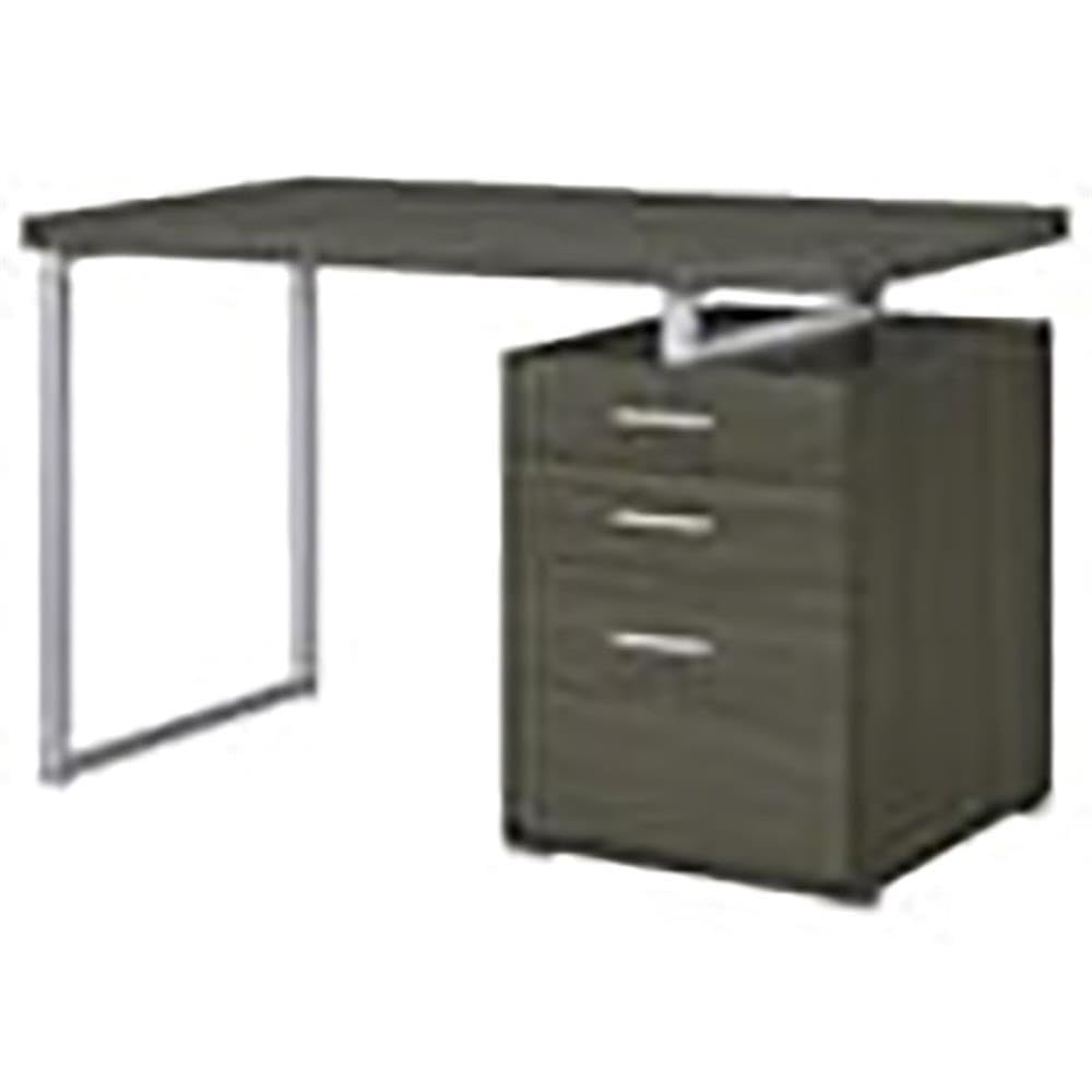 Allora 3-Drawer Modern Wooden Office Desk in Weathered Gray/Silver - Stylish Home Office Furniture for Small Spaces & Remote Work