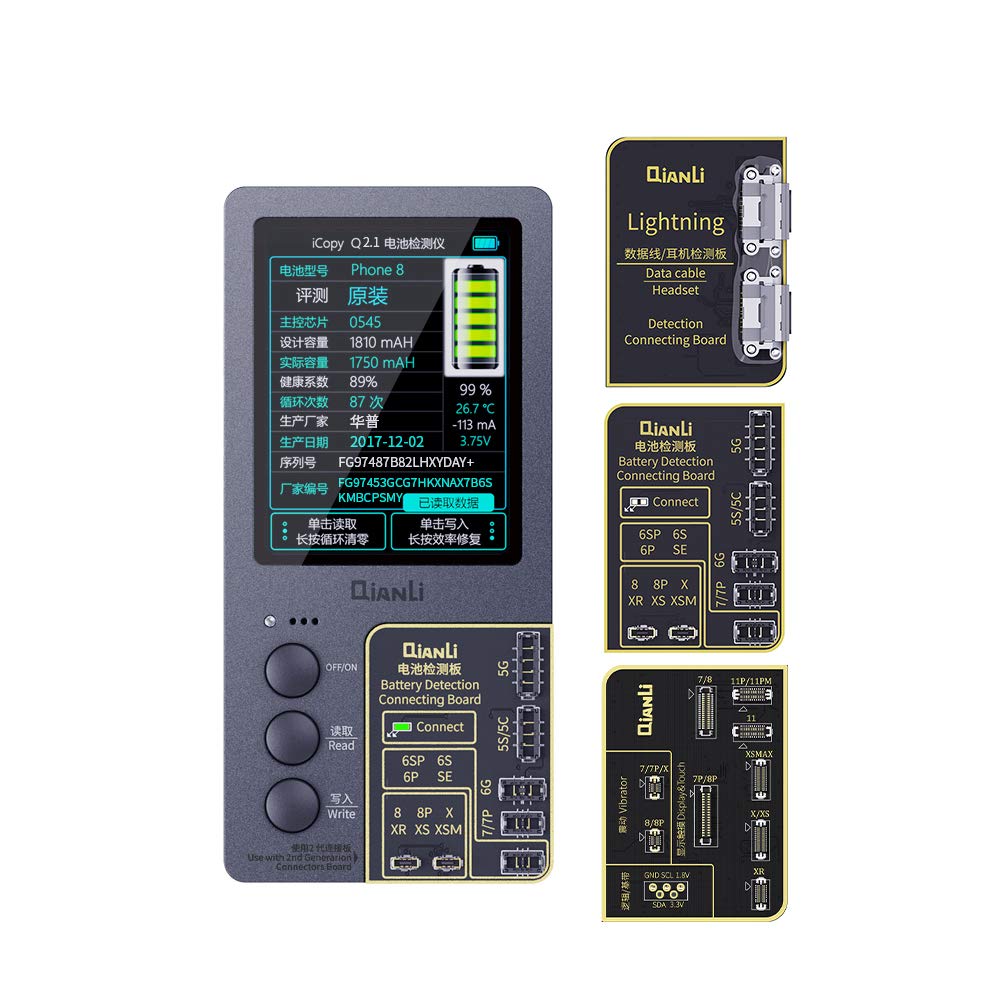Qianli 3-in-1 iCopy Plus 2.1 iPhone LCD/Vibrator EEPROM Programmer & Battery/Lighting Board for iPhone 7/8/X/11 Pro Max - Phone Repair Tool for Screen & Battery Replacement