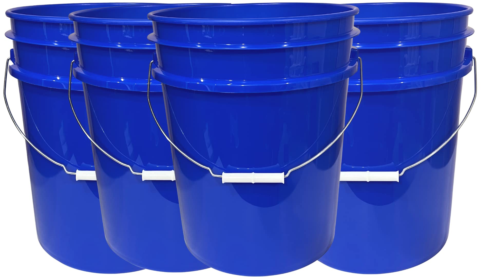 House Naturals 5 Gallon Food Grade Plastic Buckets - BPA Free, Airtight Lid, Stackable Design - Made in USA (Pack of 4) - Perfect for Bulk Food Storage, Home Brewing, Emergency Preparedness & DIY Projects