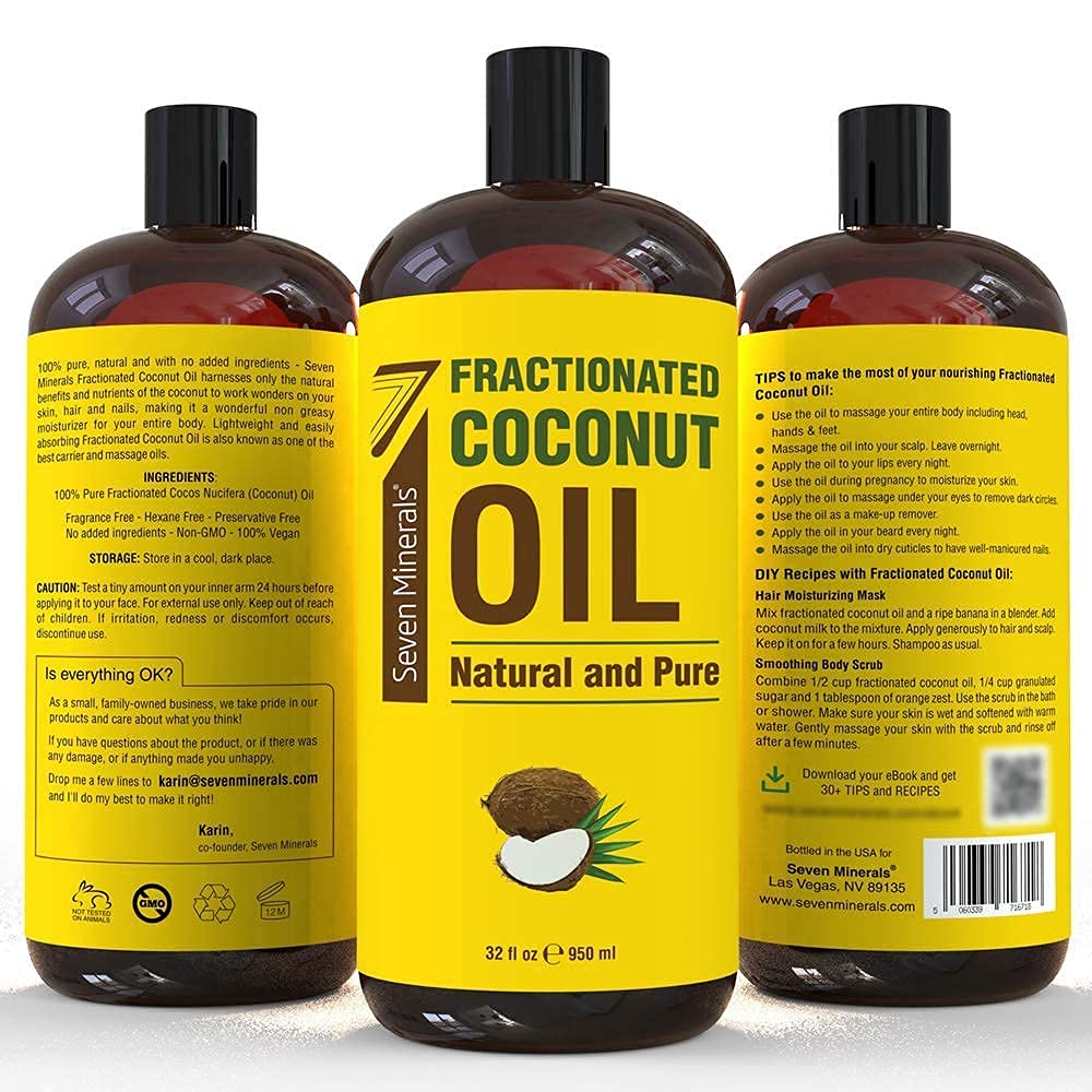 Pure Fractionated Coconut & Grapeseed Oil for Skin & Hair Care