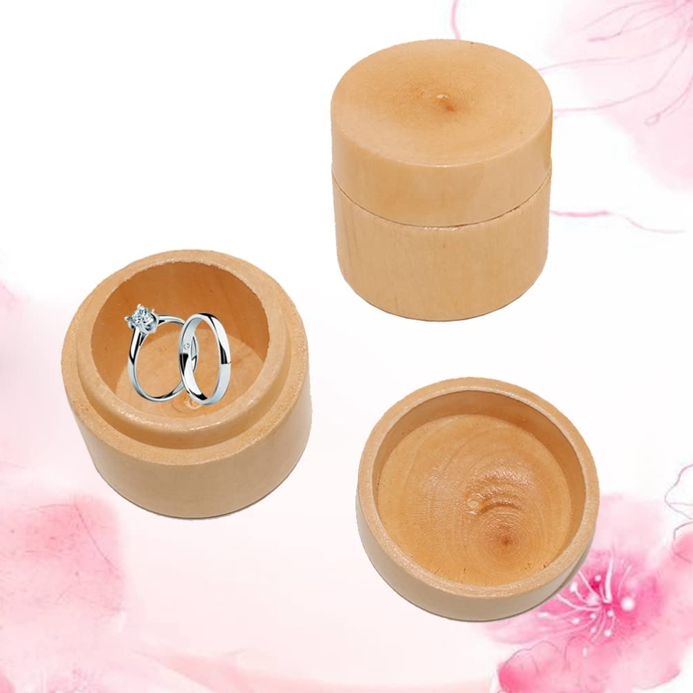 MAGICLULU Wooden Ring Box for Men - Natural Unfinished Round Engagement Ring Storage Box - Perfect for Wedding, Anniversary & Proposal Jewelry Gift (1pc) - Great for Ring Presentation, Proposal Moments & Jewelry Organization