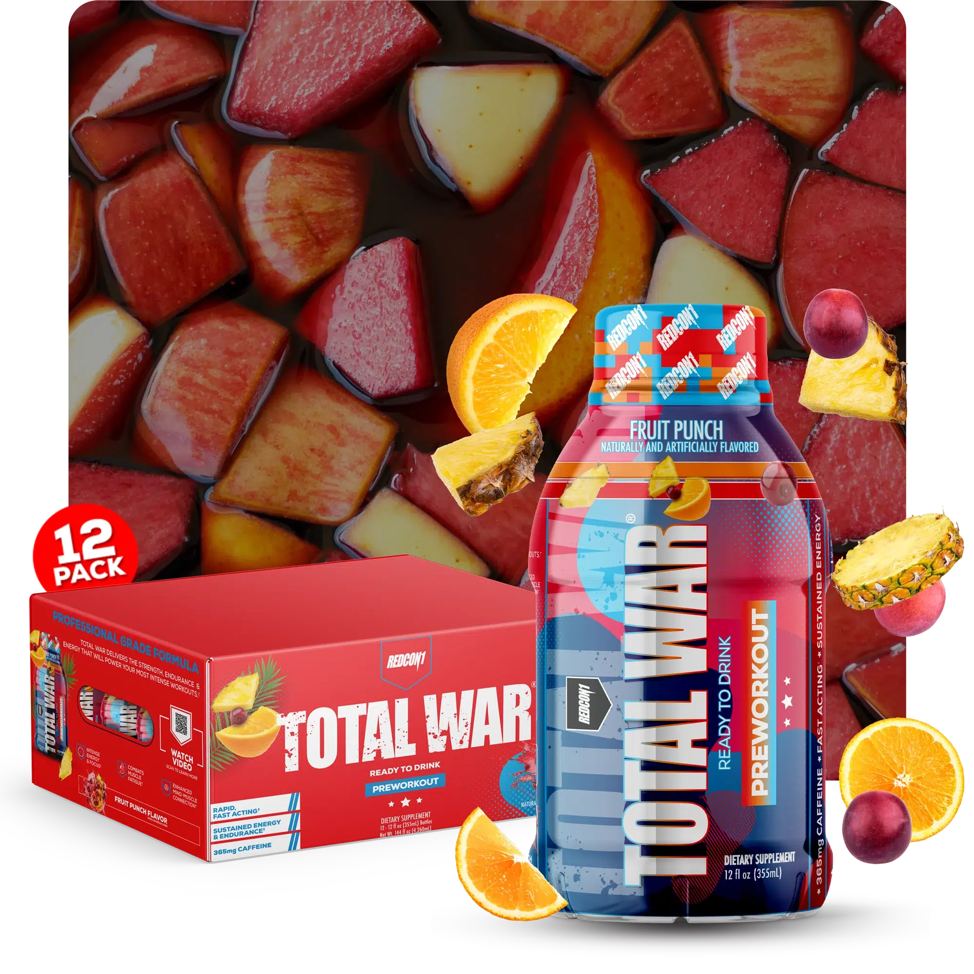 REDCON1 Total War RTD Energy Drink - Premium Pre-Workout & Post-Workout Recovery Drink for Athletes & Fitness Enthusiasts - Great for Gym, Sports & Outdoor Activities