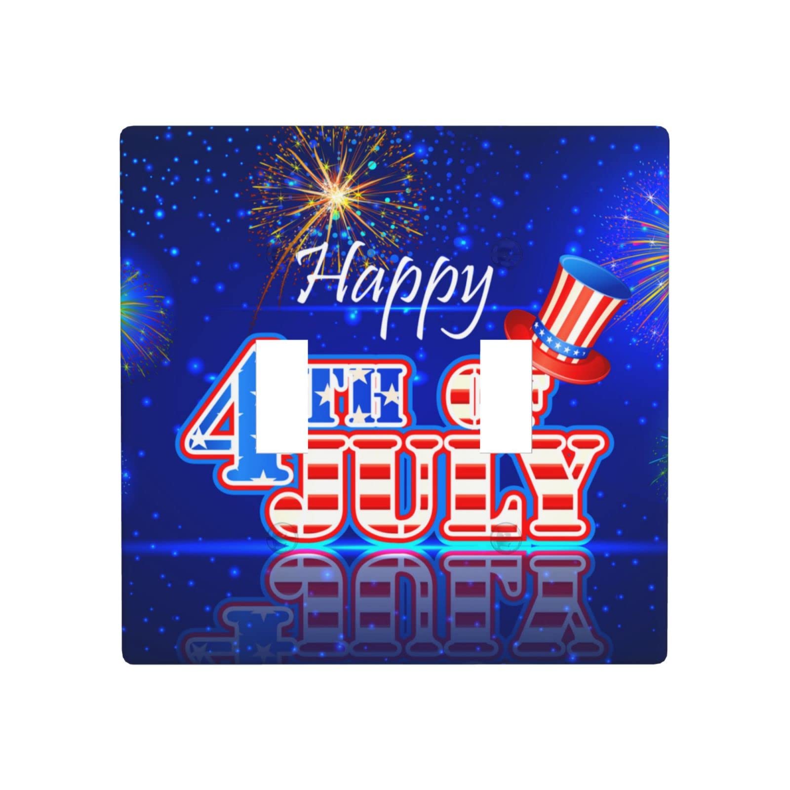 Double Toggle Light Switch Plate Cover - Patriotic July 4th American Flag Wall Decor for Home, Office & School | Durable Outlet Covers for Living Room, Bedroom & Classroom