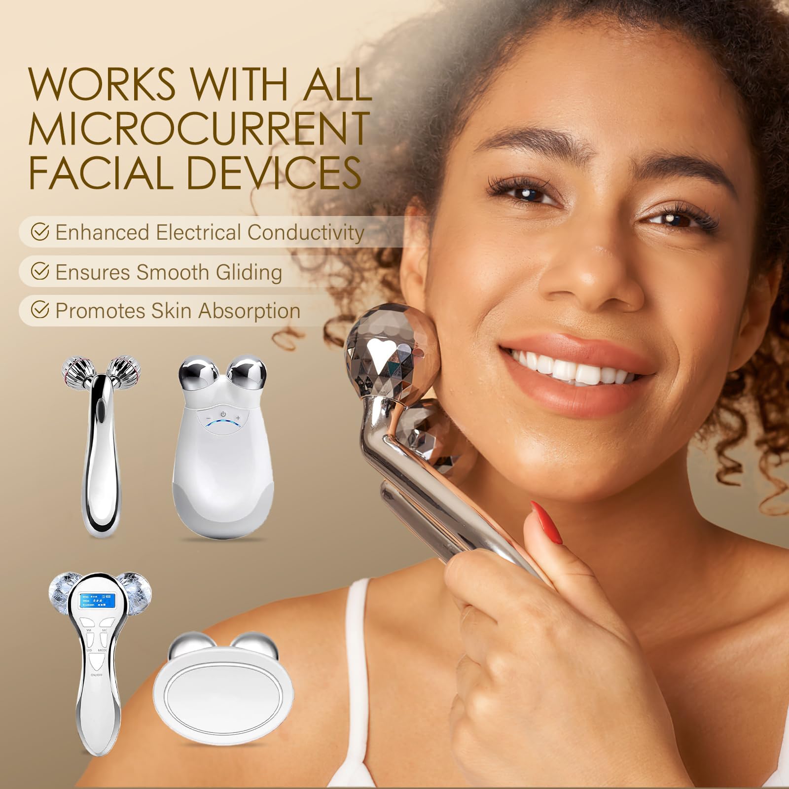 Microcurrent Conductive Face Gel with Hyaluronic Acid & Snail Mucin | Hydrating Collagen Primer for Facial Devices | Fragrance-Free, Paraben-Free Skincare | Perfect for At-Home Microcurrent Treatments & Anti-Aging Routine