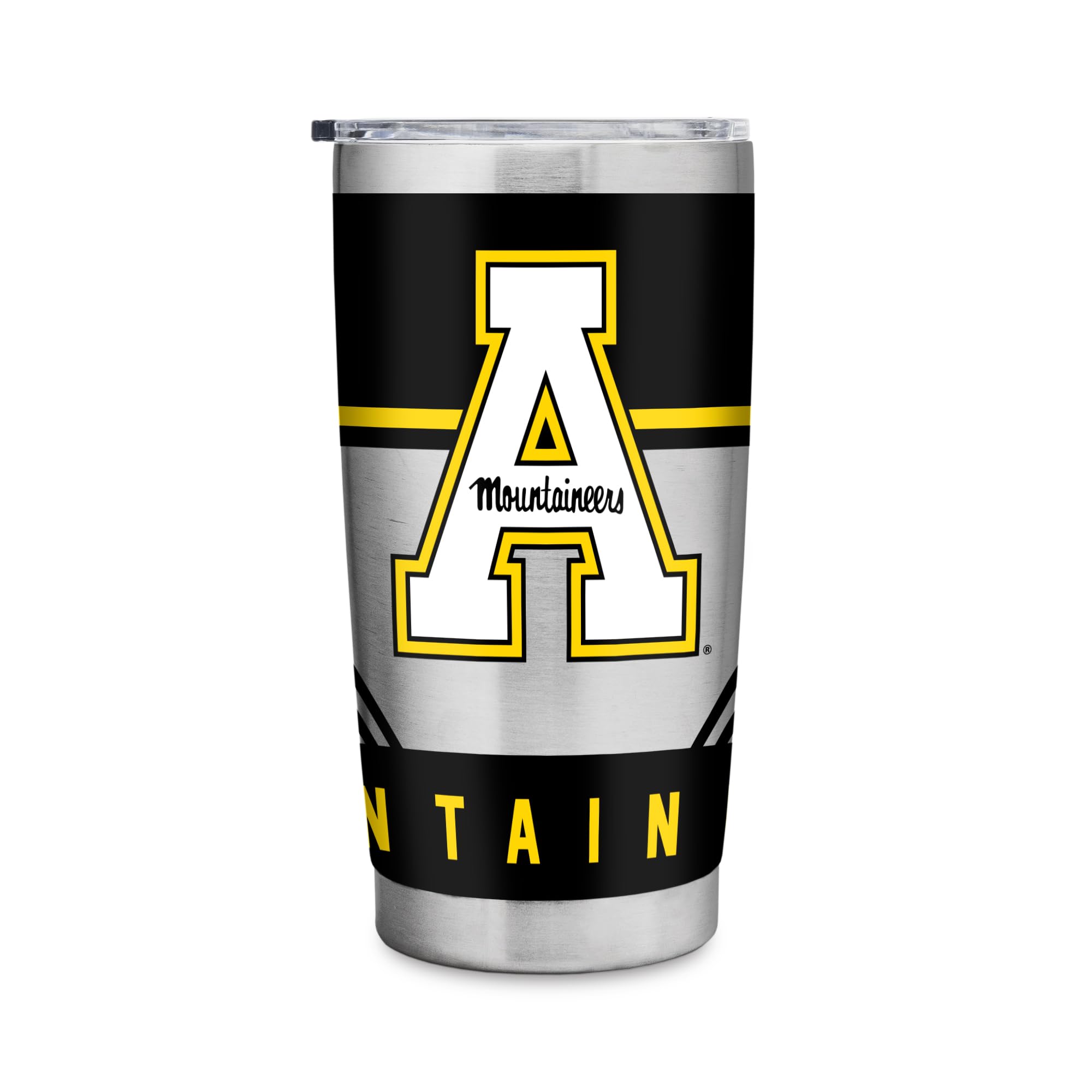 Rico Industries NCAA 20oz Stainless Steel Tumbler with Lid & Straw - Insulated Travel Mug for Coffee, Tea, Water, Cocktails - Perfect for College, Office, Gym, Camping & Outdoor Activities