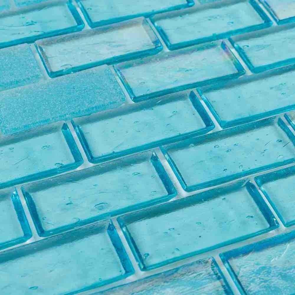 Iridescent Recycled Glass Tile Aquamarine 1