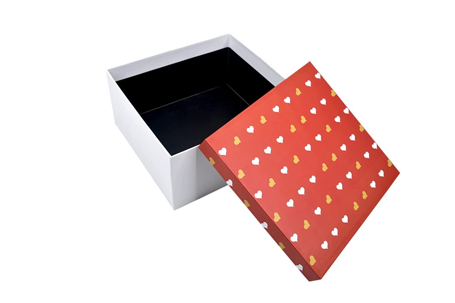Premium Rigid Gift Box with Red Hearts - 23x24x12cm Reusable Valentine's Day Packaging Box for Gifts, Hampers & Special Occasions | Perfect for Wedding Favors, Birthday Presents & Holiday Gift Giving