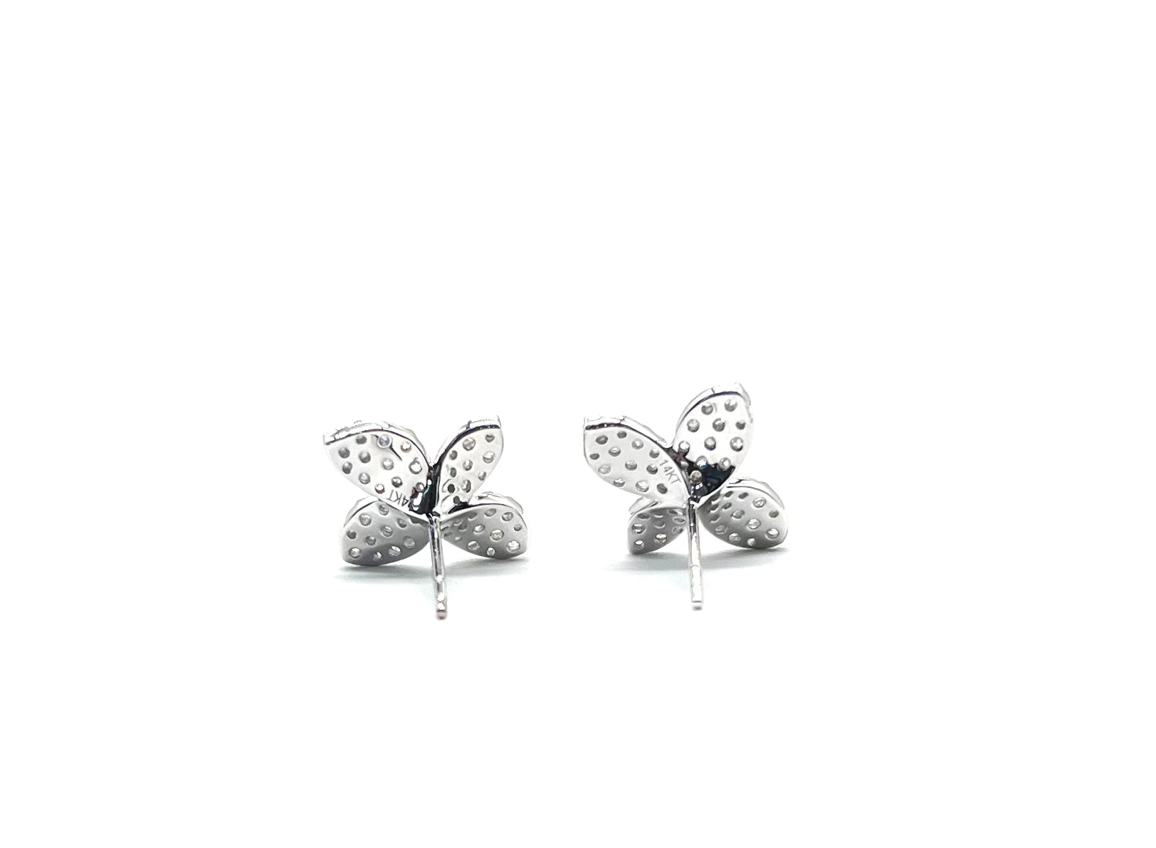 14K White Gold Pave Natural Diamond Flower Stud Earrings for Women - Elegant Floral Jewelry Gift for Wedding, Anniversary & Special Occasions