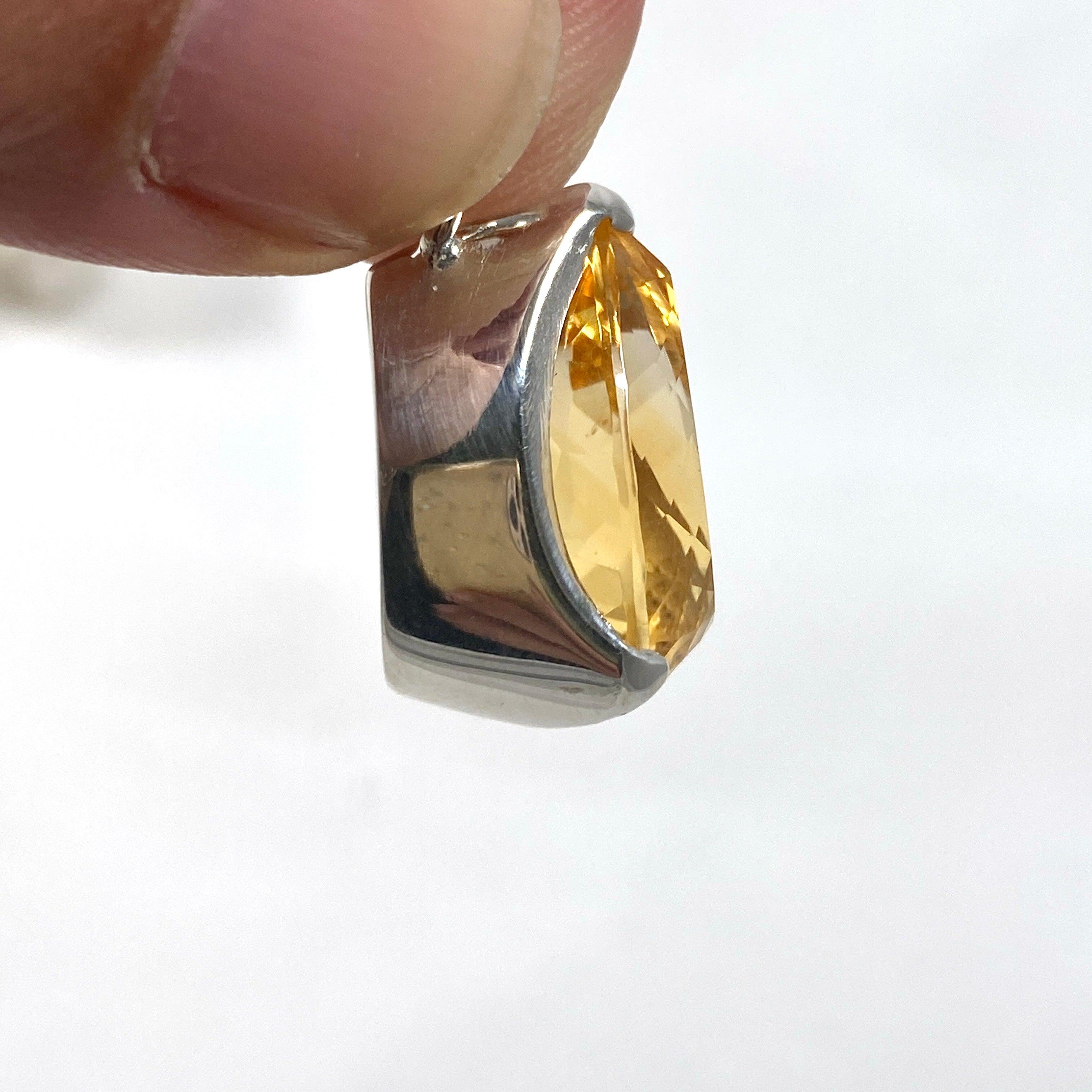 Natural Citrine Faceted Teardrop Pendant Necklace - KPGJ3645 | Elegant Gemstone Jewelry for Women, Gift for Her, Birthday & Anniversary Present