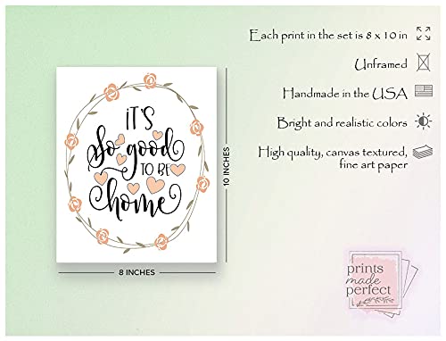 Home Decor Wall Art - 'It's So Good to Be Home' Inspirational Print - 8x10 Inches Unframed Poster - Perfect for Living Room, Bedroom & Office Decor
