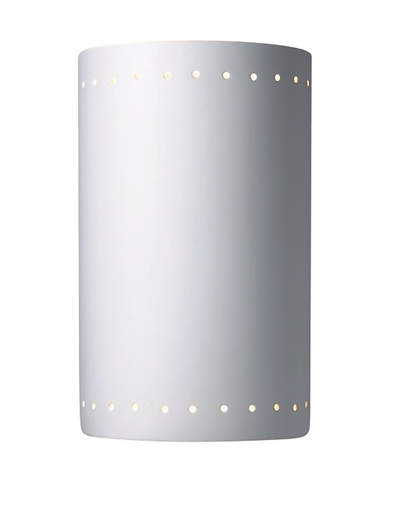 CER-1295W-BIS White Outdoor Wall Sconce with Ceramic Bisque Shades - Weatherproof Porch Lighting for Patio, Garden & Entryway