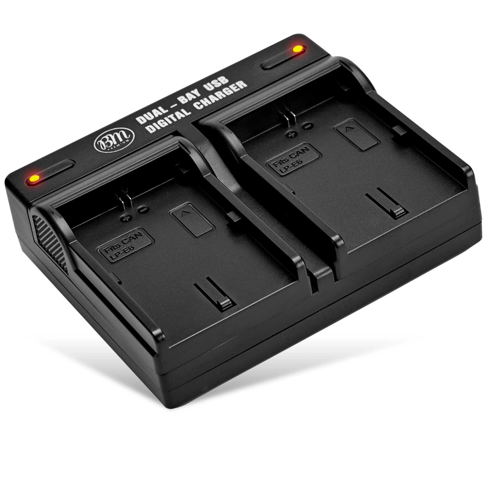 BM LP-E6 & LP-E6N Dual Bay Battery Charger for Canon EOS R, 90D, 60D, 70D, 80D, 5D II/III/IV, 5Ds, 6D/6D II, 7D/7D II, C700, XC10, XC15 - Fast Charging for Photography & Videography