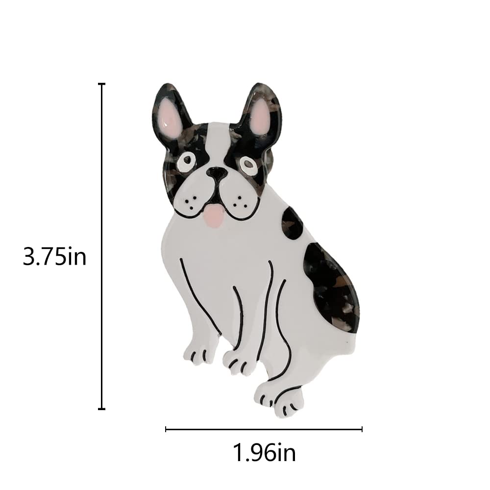 French Bulldog Hair Clips for Women & Girls - Small Acetate Claw Hair Clips for Fine Hair - Cute Dog Hair Accessories for School, Work, and Everyday Use