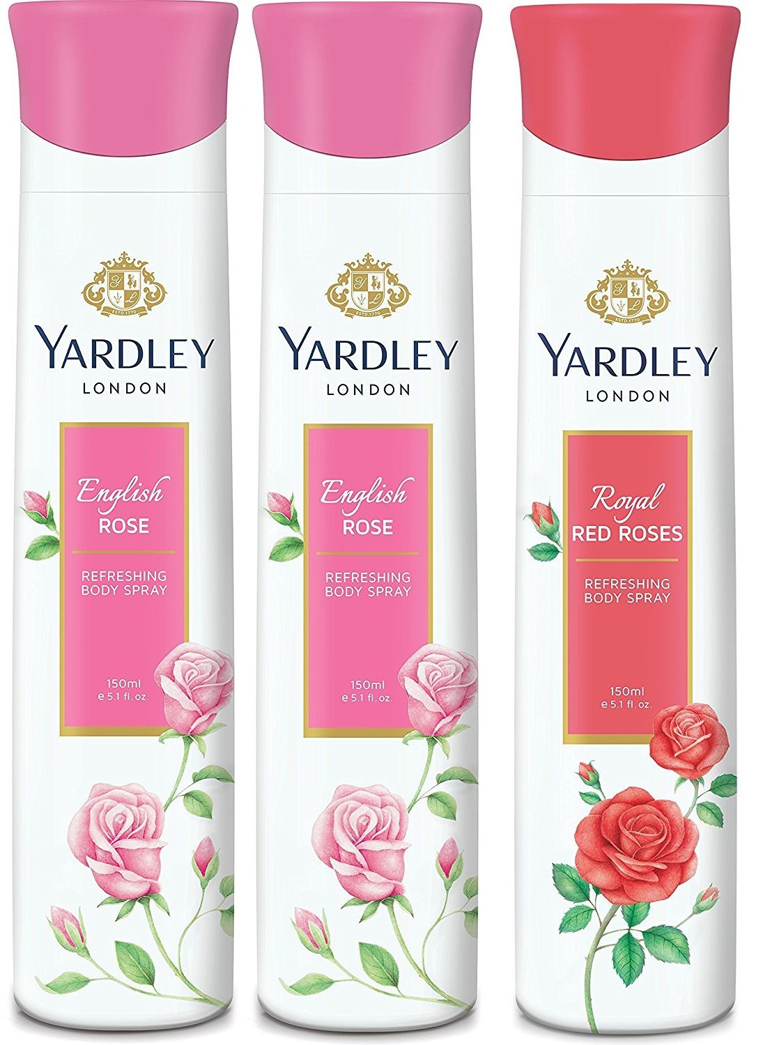 Yardley London English Rose & Red Rose Deodorant Spray Combo for Women - Pack of 3 | Fresh Long-Lasting Fragrance for Daily Use, Work & Special Occasions