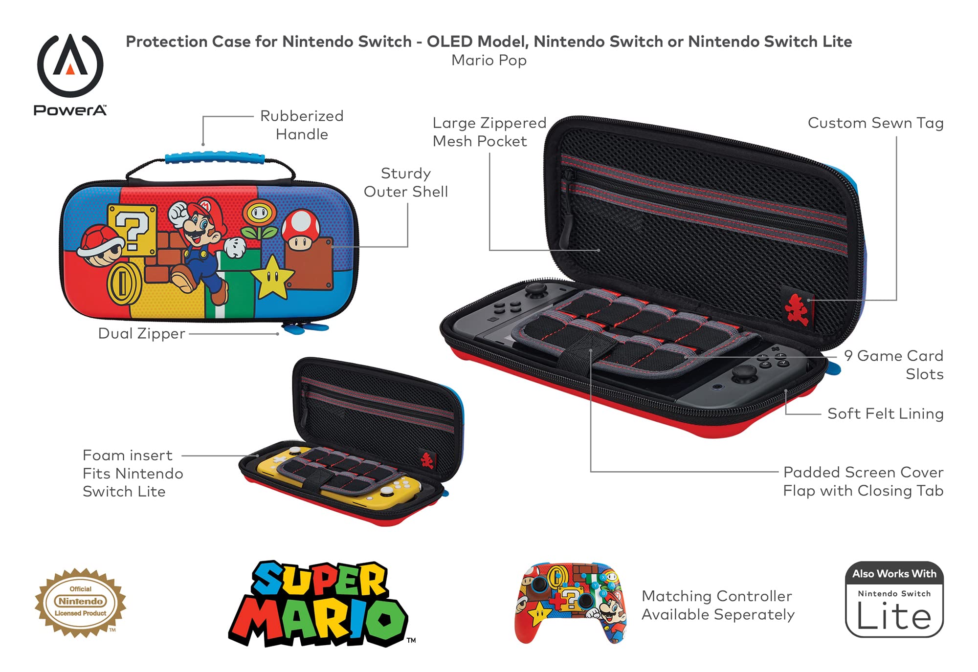 PowerA Protective Case for Nintendo Switch & Switch Lite - Durable Hard Shell Cover for Travel & Gaming On-The-Go