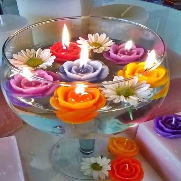 Efavormart Set of 4 Rose Gold Floating Candles - Unscented Blush Pink Wedding Centerpiece Decor for Table, Bathroom, Pool & Home Decoration