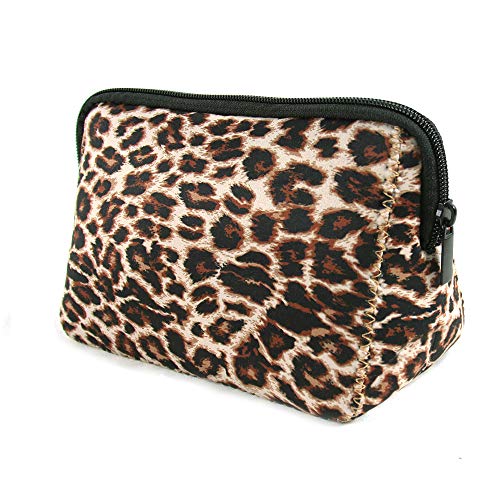 VLIKE Leopard Print Makeup Bag - Waterproof Soft Neoprene Cosmetic Pouch, Travel Toiletry Organizer with Zipper for Women, Perfect for Travel, Gym, and Daily Storage (Pencil Case & Beauty Essentials Holder)