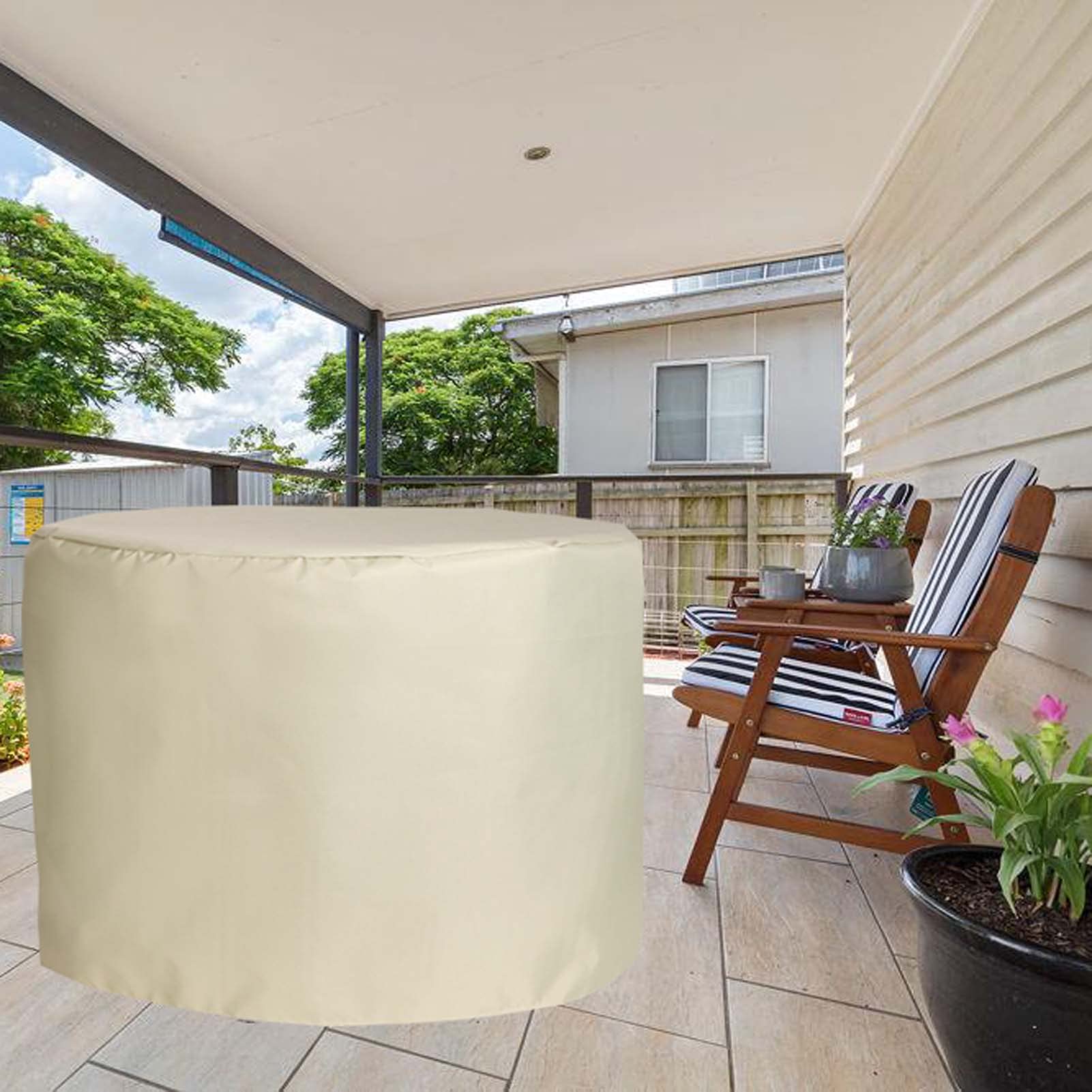 102x35 Inch Round Waterproof Patio Table Cover - Heavy Duty UV Resistant Outdoor Furniture Protection for Garden, Deck & Backyard - Perfect for All Weather & Seasonal Use