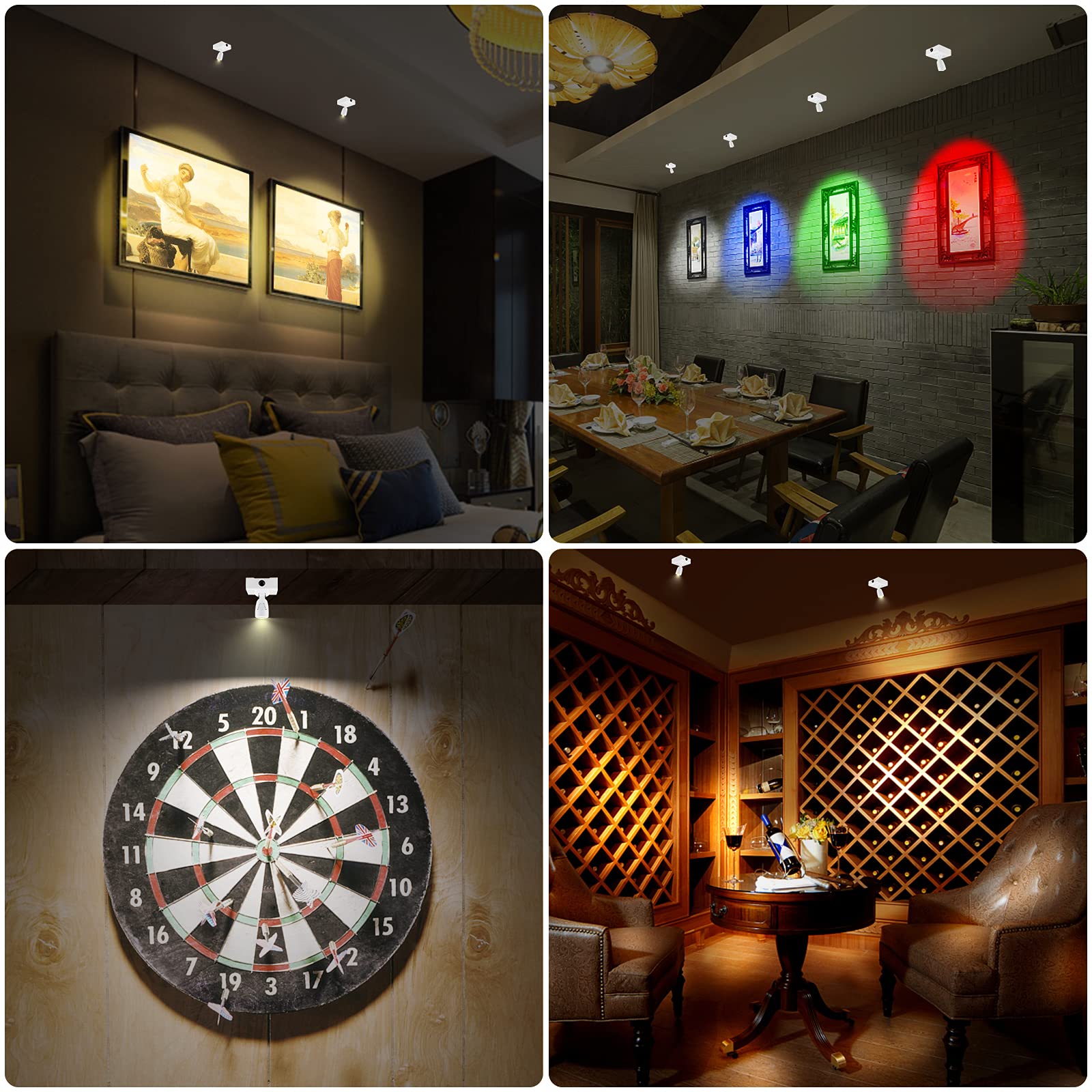 Rechargeable LED Spotlight - 12 Colors, Remote Control for Artwork & Closet Lighting (2-Pack)