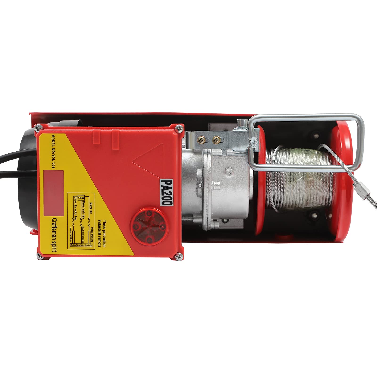 440lbs Wireless Remote Control Electric Hoist - 110V 1200W 2-in-1 Steel Electric Winch with 12m/39.37ft Lanyard - Perfect for Garage Lifting, Construction Work, and Heavy Equipment Moving