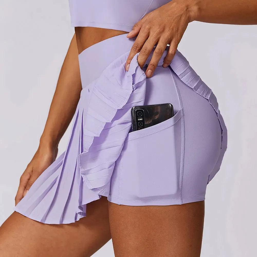 Women's High Waist Tennis Skirts with Pockets - Pleated Golf Skorts, Yoga Running Shorts & Gym Clothing for Sports & Fitness | Perfect for Tennis, Golf, Yoga & Workouts