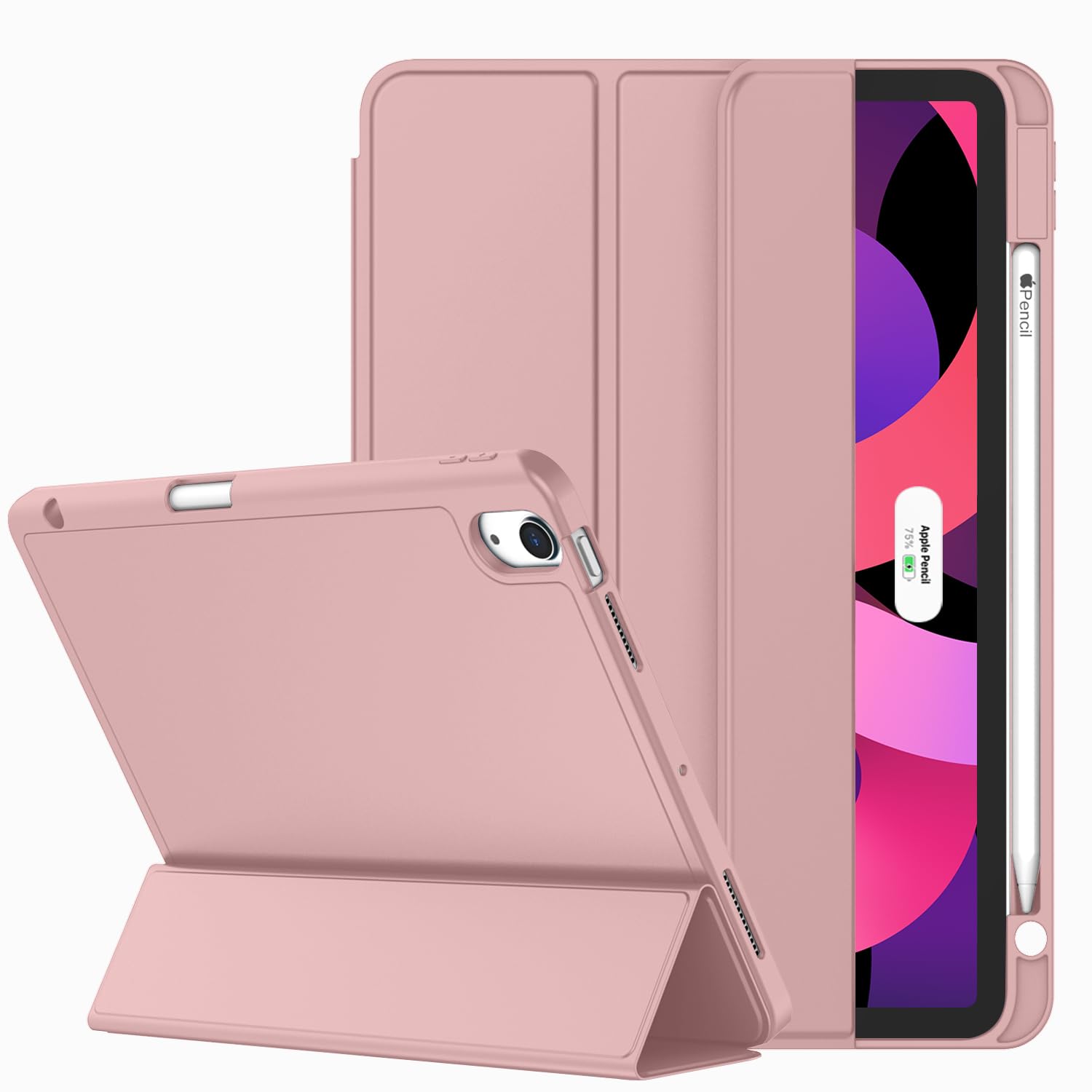ZryXal iPad Air 11 Inch Case for M3 2025 & M2 2024 Models, Compatible with iPad Air 5th/4th Gen 2022/2020 10.9 Inch - Protective Cover with Touch ID Support & Auto Wake/Sleep Feature (Dark Salmon) | Perfect for Work, Travel & Everyday Use